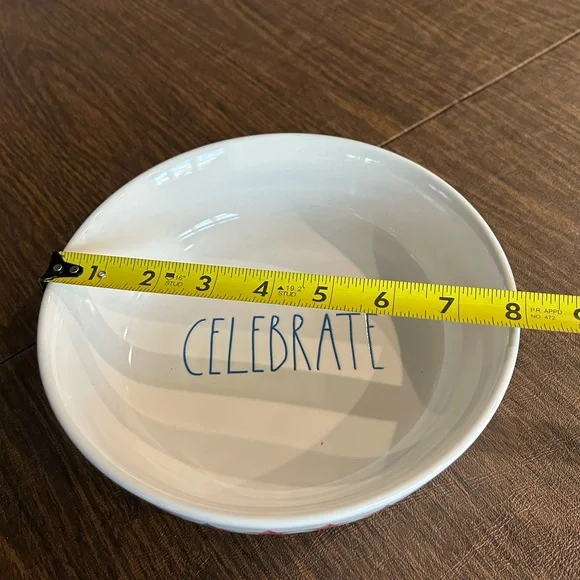 Rae Dunn Celebrate Ceramic Bowl with Red and Blue Stars - Picture 4 of 5